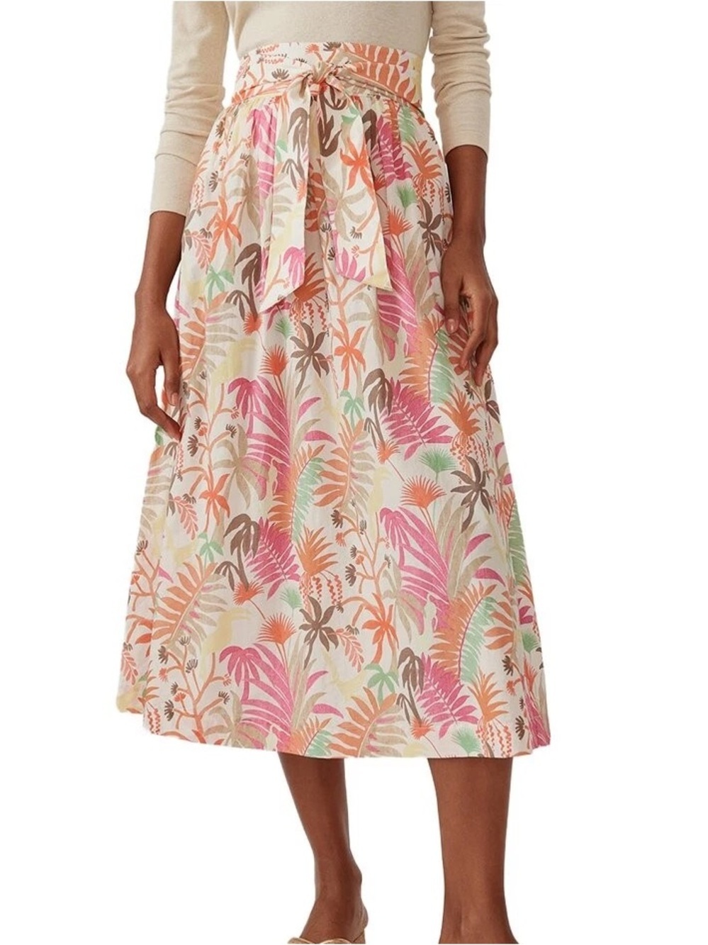 J.McLaughlin Ardis Combo Print Tie Waist Skirt in a multi-colored floral sz 10
